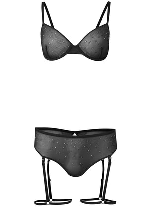 Luxe rhinestone bra set - Black - thumbnail-5