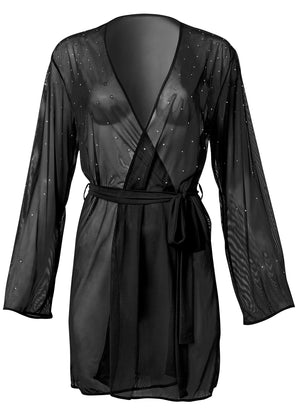 Luxe rhinestone robe - Black - thumbnail-5