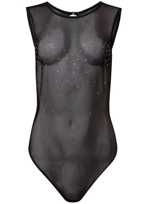 Luxe Rhinestone Bodysuit - Black - thumbnail-5