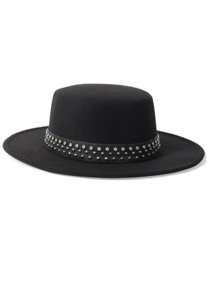 Embellished Grommet Hat - Black - thumbnail-1