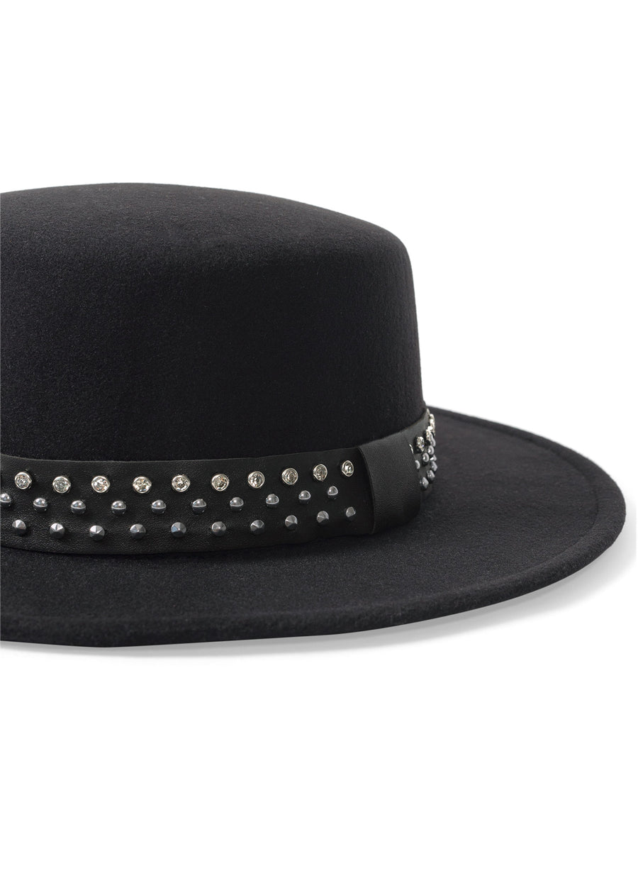 Embellished Grommet Hat - Black