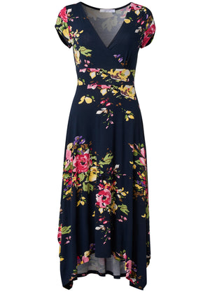 Floral Printed Dress - Navy Multi - thumbnail-5