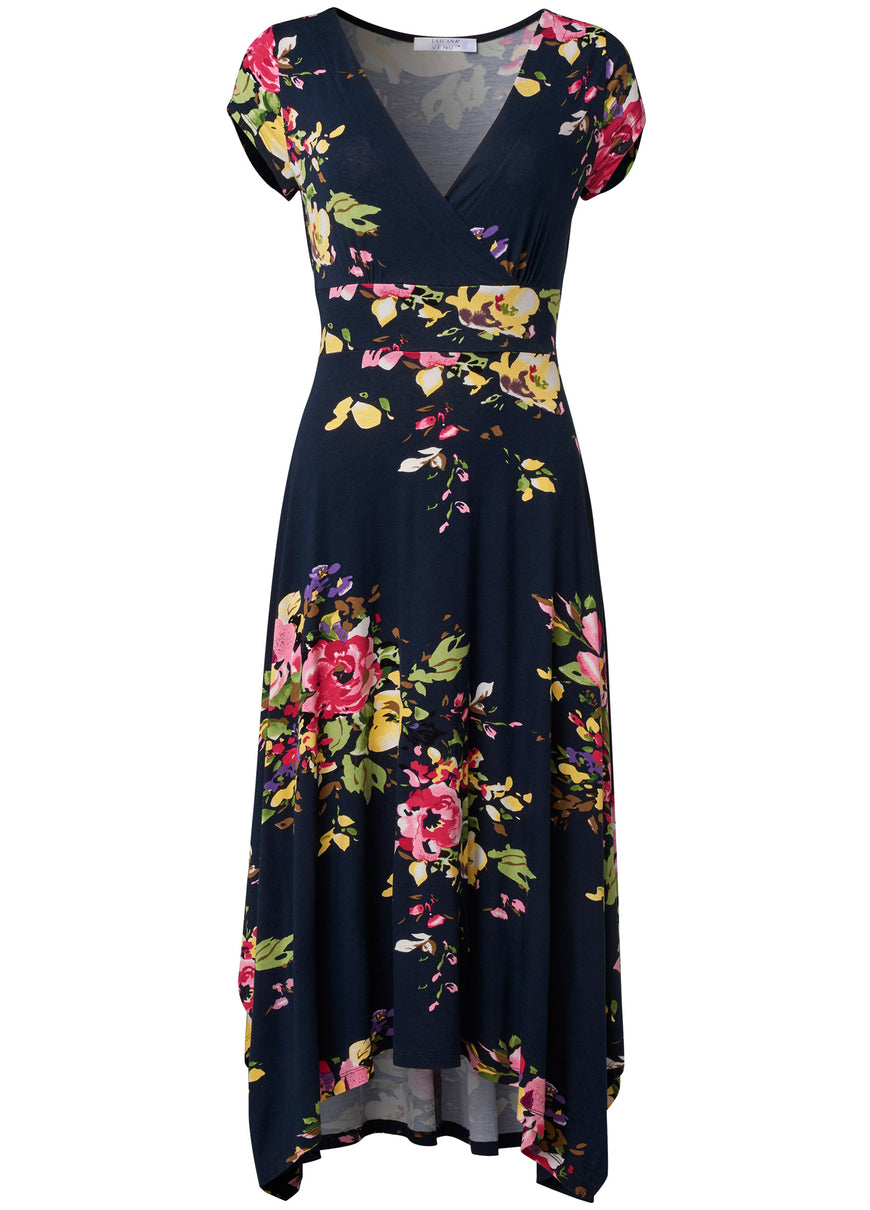 Floral Printed Dress - Navy Multi