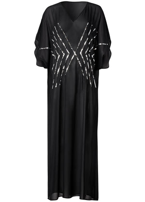 Sequin Maxi Caftan - Black Beauty - thumbnail-4