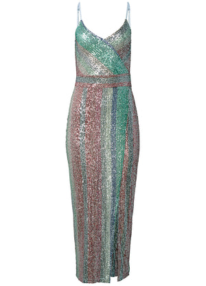 Striped Sequin Midi Dress - Multi - thumbnail-5