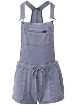 Washed Textured Overalls  - Dark Blue - thumbnail-6