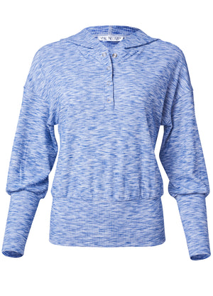 Space Dye Rib Knit Hoodie - Blue Multi - thumbnail-6