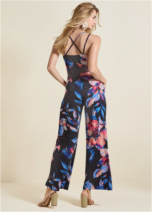 Tropical print jumpsuit  - Black Multi - thumbnail-2