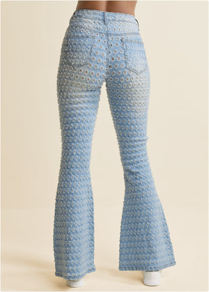 Laser Flare Leg Jeans - Light Wash - thumbnail-3