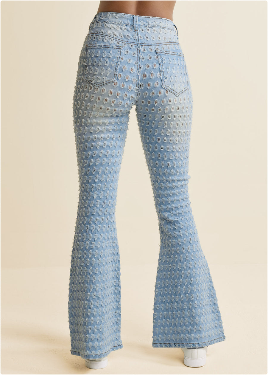 Laser Flare Leg Jeans - Light Wash