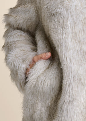 Luxe Mid-Length Faux Fur Coat - Grey - thumbnail-8