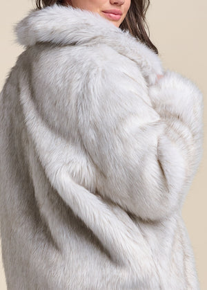 Luxe Mid-Length Faux Fur Coat - Grey - thumbnail-9