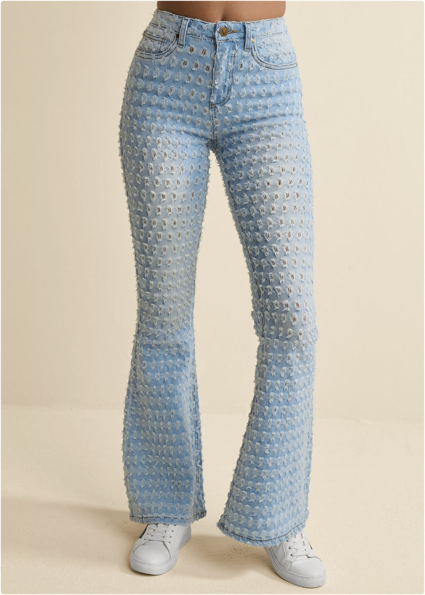 Laser Flare Leg Jeans - Light Wash