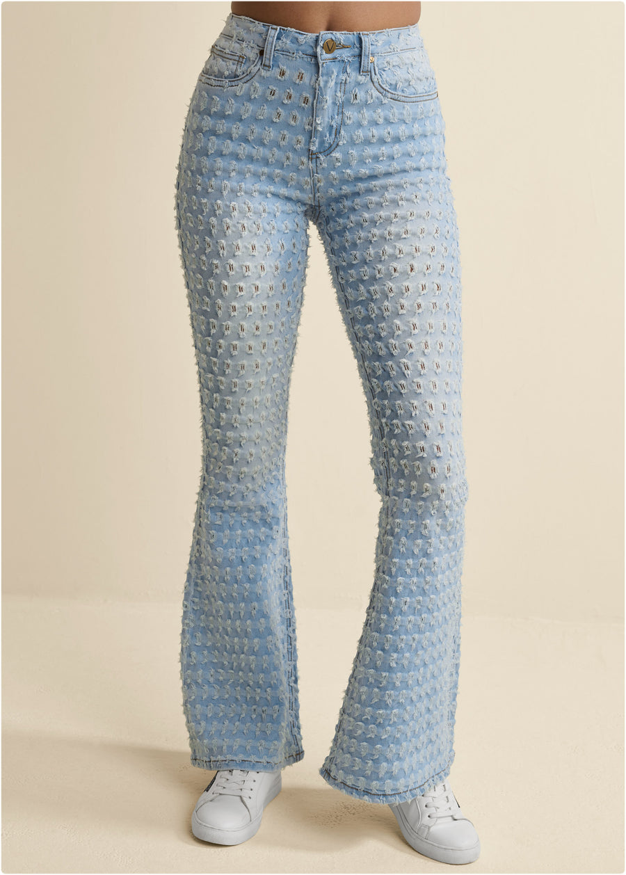 Laser Flare Leg Jeans - Light Wash