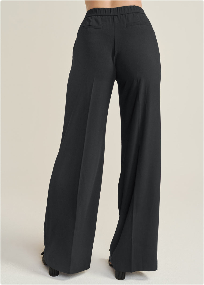 Pantalon large taille haute - Noir