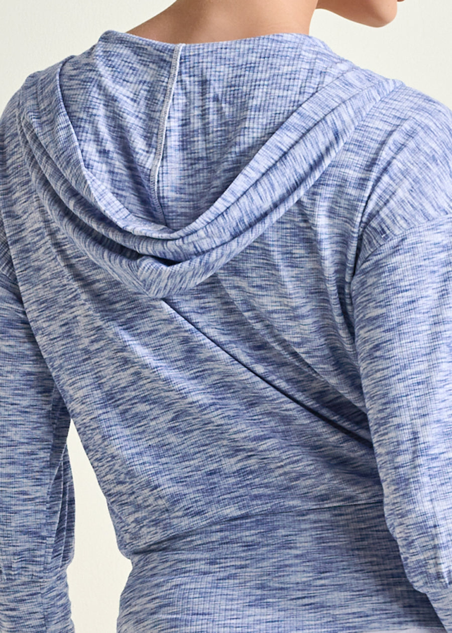 Space Dye Rib Knit Hoodie - Blue Multi