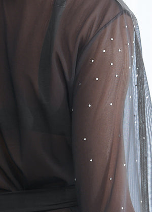 Robe de chambre luxe en strass - Noir - thumbnail-4