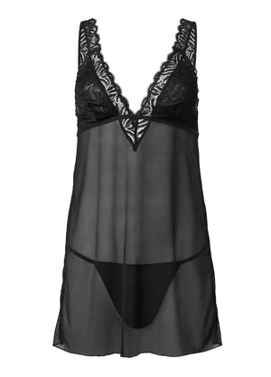 Open back chemise - Black - thumbnail-5