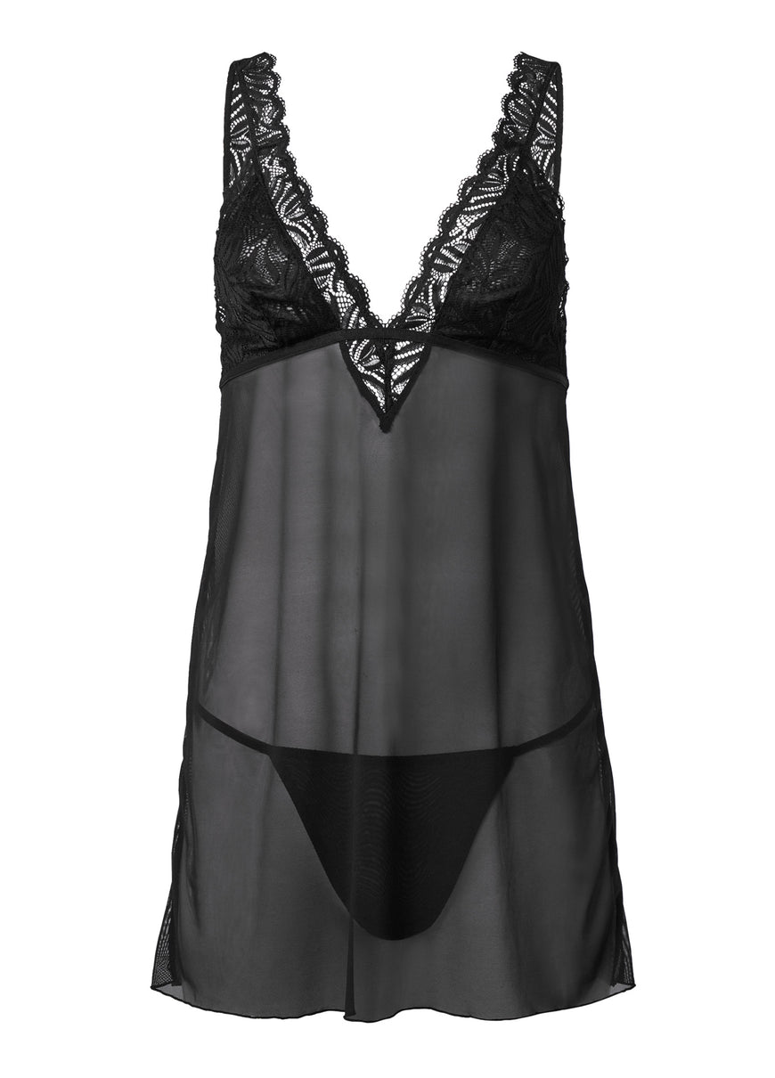 Open Back Chemise - Black