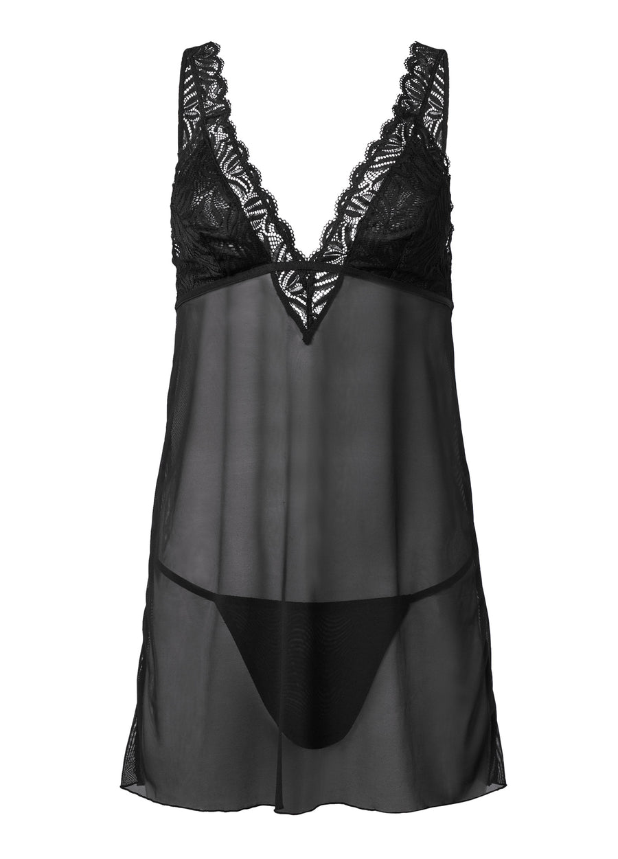 Open back chemise - Black