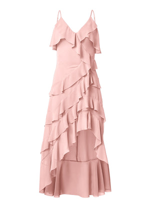 High-Low Ruffle Maxi Dress - Pink - thumbnail-5