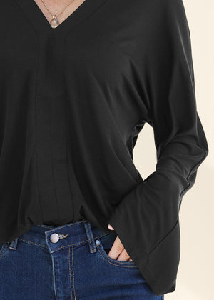 Banded Hem Top - Black - thumbnail-3