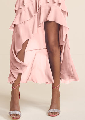 High-Low Ruffle Maxi Dress - Pink - thumbnail-3