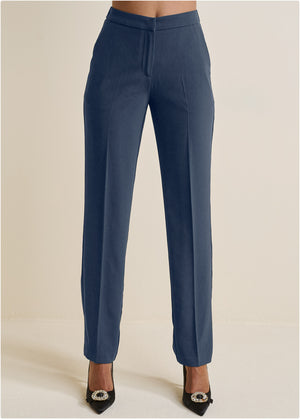 High-rise straight trousers - Navy - thumbnail-1