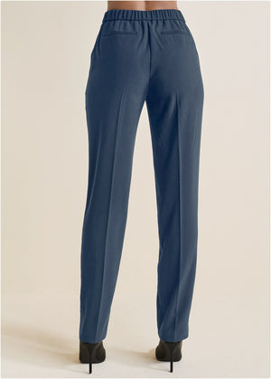 High-rise straight trousers - Navy - thumbnail-2