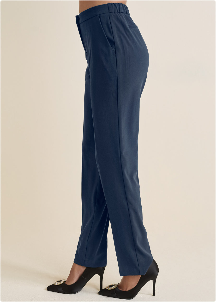 High-rise straight trousers - Navy