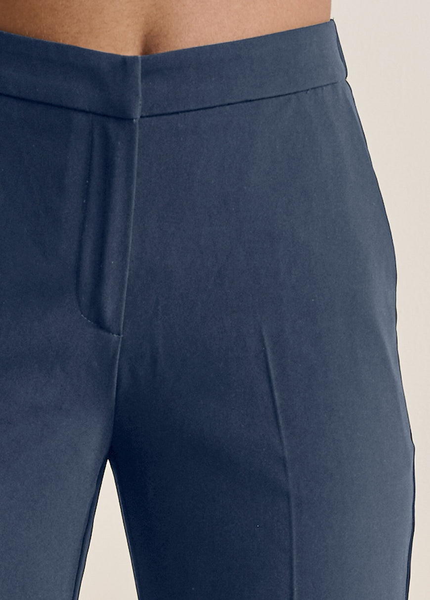 High-Rise Straight Trousers - Navy