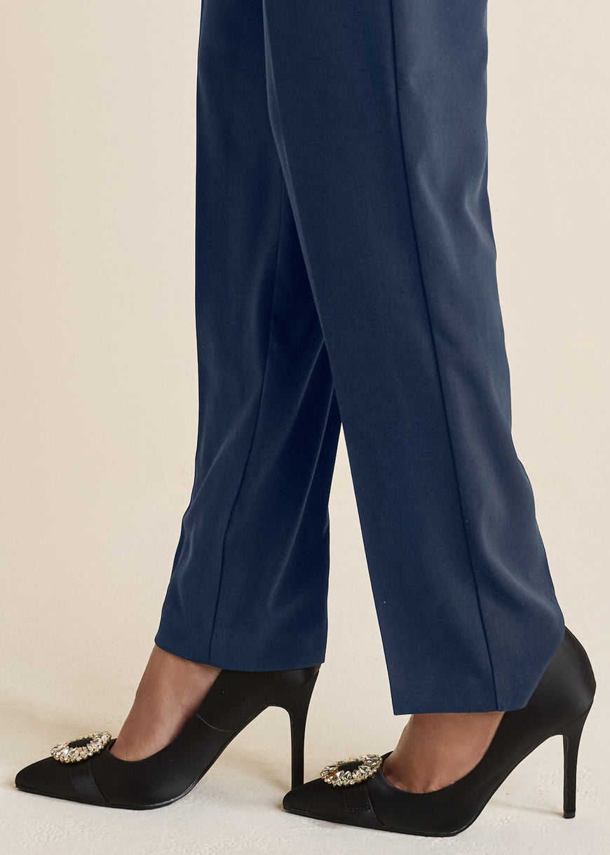 Pantalon droit taille haute - Marine