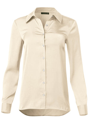 Soft button-down blouse - Off White - thumbnail-5