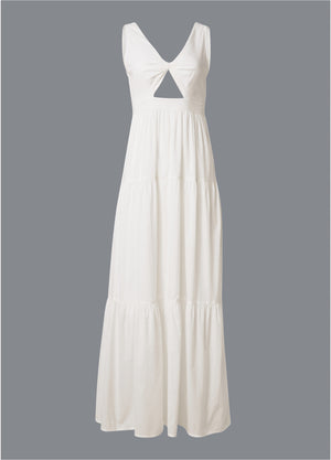 Twist Front Maxi Dress  - White - thumbnail-5