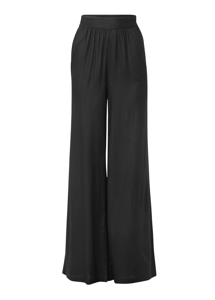 High-Waist Wide Leg Pants - Black