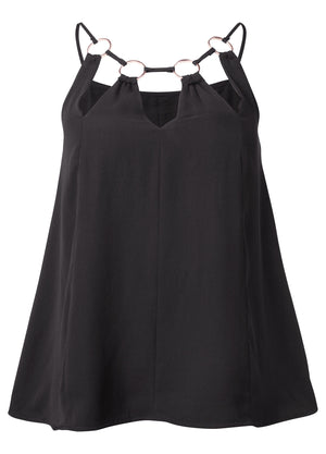 Sleeveless ring detail top - Black - thumbnail-5