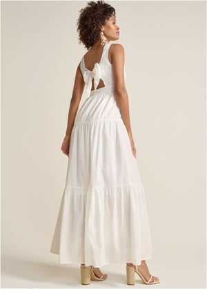 Twist Front Maxi Dress  - White - thumbnail-2