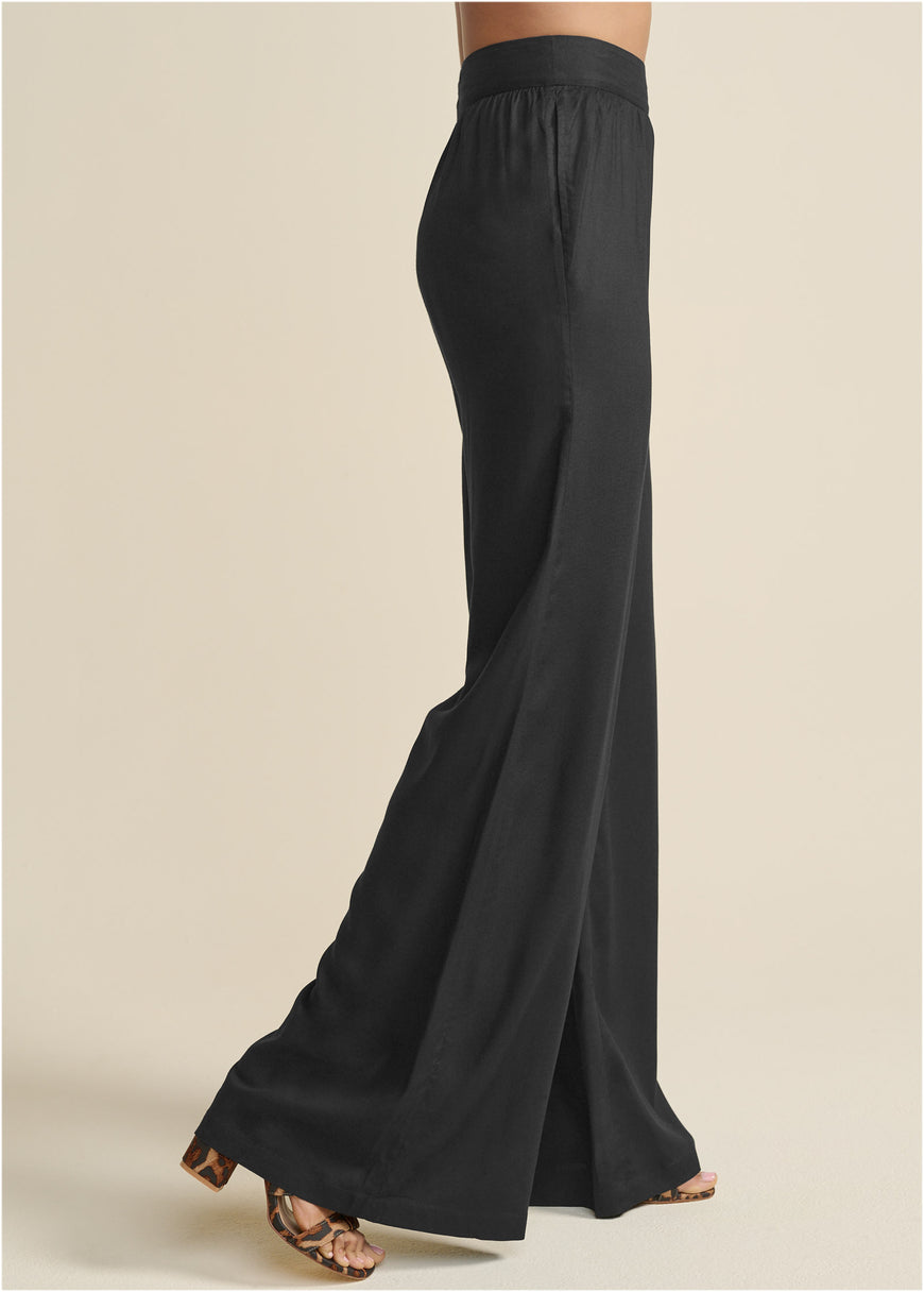 High-Waist Wide Leg Pants - Black