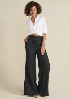 High-Waist Wide Leg Pants - Black - thumbnail-7