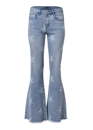 Mid-Rise Star Flare Jeans - Light Wash - thumbnail-7