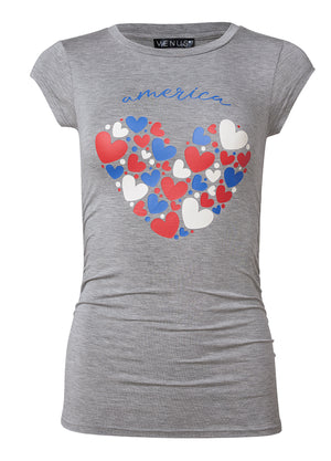 Americana hearts tee - Heather Grey Multi - thumbnail-5