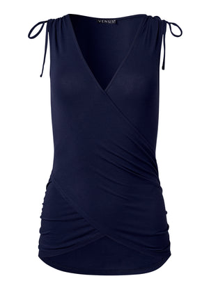 Surplice Tank Top - Navy - thumbnail-5