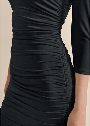 Robe midi Shape Embrace - Noir - thumbnail-4