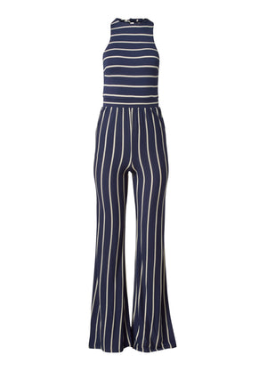 Striped Halter Jumpsuit  - Navy & White - thumbnail-5