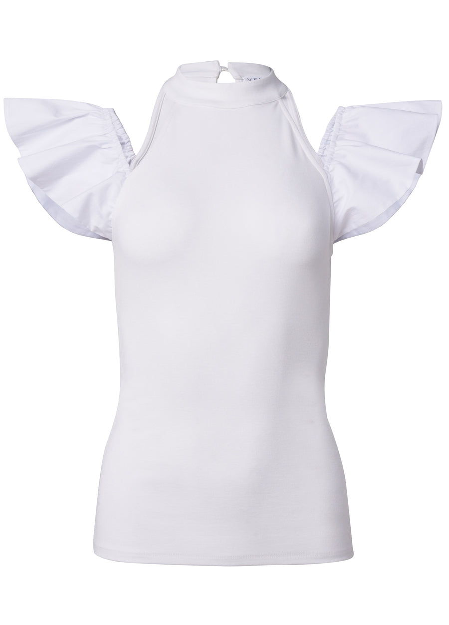 Ruffle Sleeve Detail Top - White