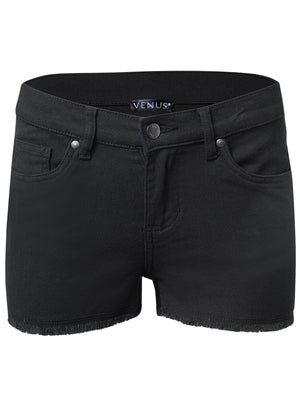 Short en jean découpé Jessica - Noir - thumbnail-6