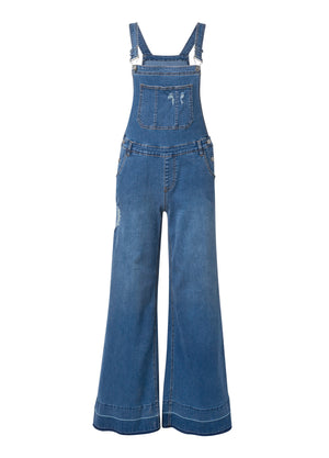 Denim Flare Overalls  - Medium Wash - thumbnail-5