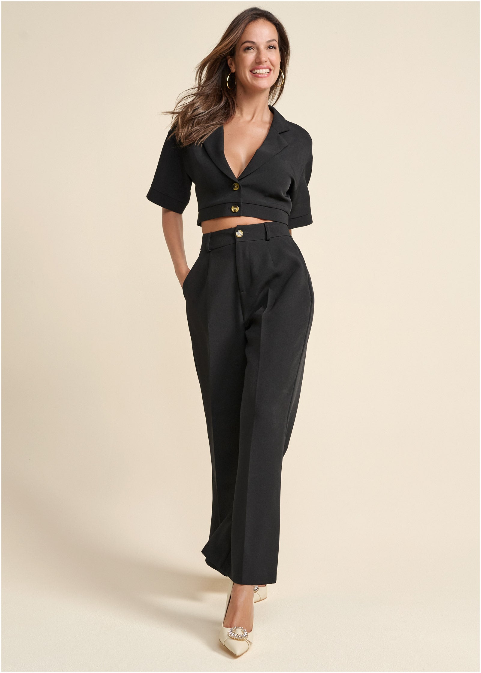 Flare Leg Suiting Set - Black