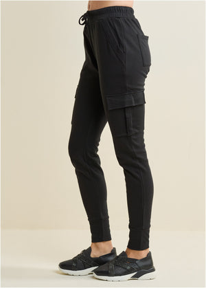 Cargo Lounge Joggers - Black - thumbnail-3