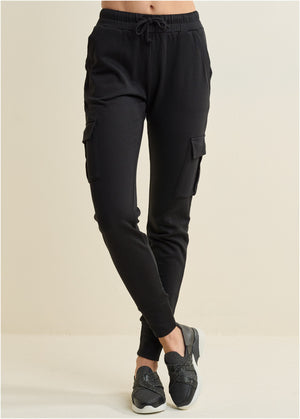 Cargo Lounge Joggers - Black - thumbnail-1